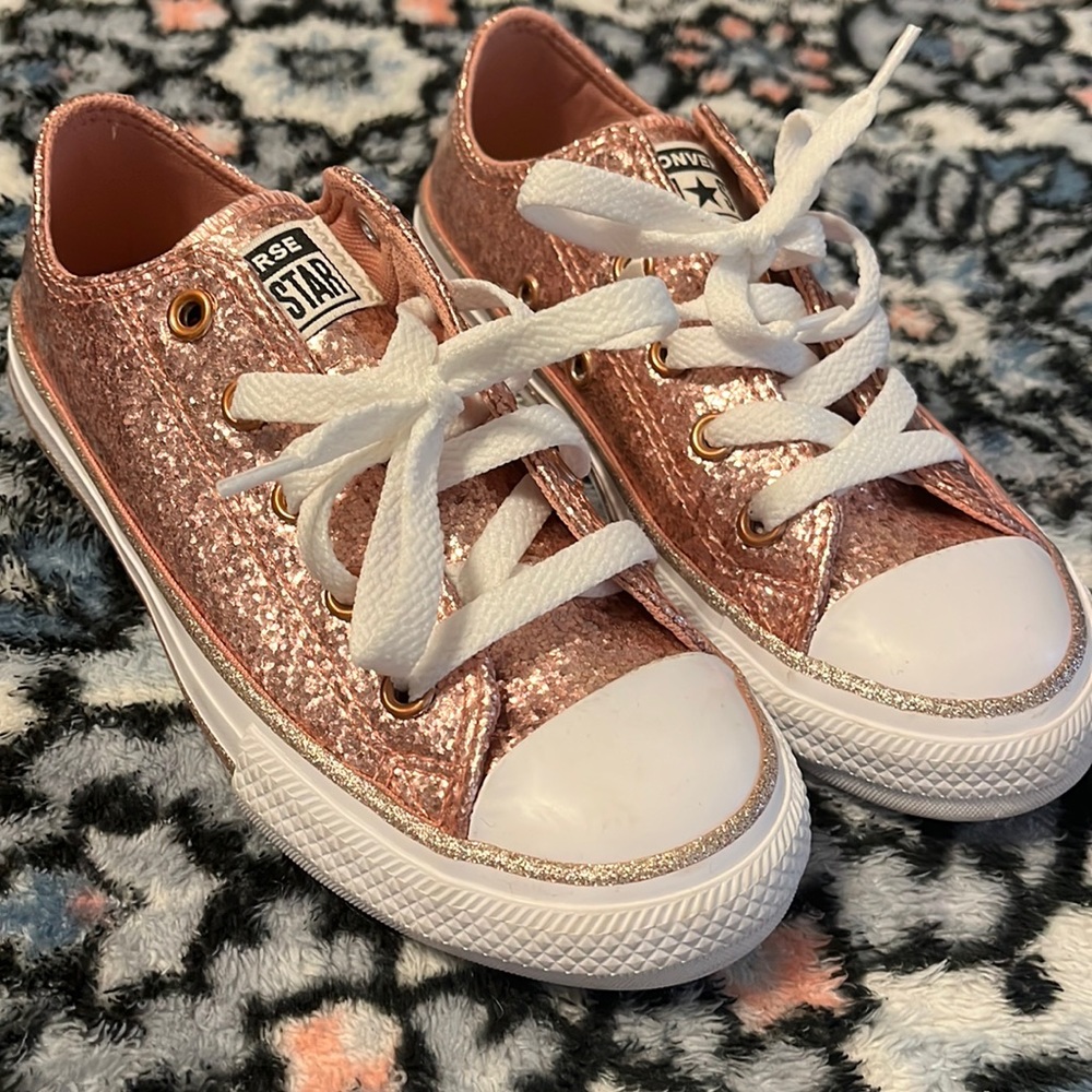 Converse pink/rose gold glitter shoes